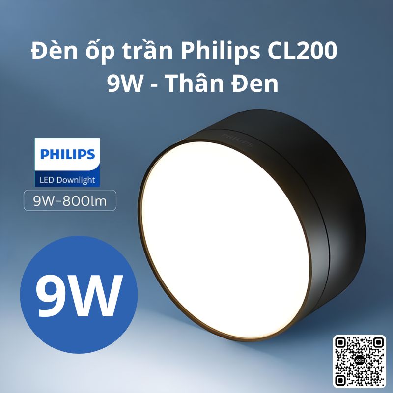 Philips - Đèn Lon Nổi Tròn DL212 9W Thân Đen | RD100B